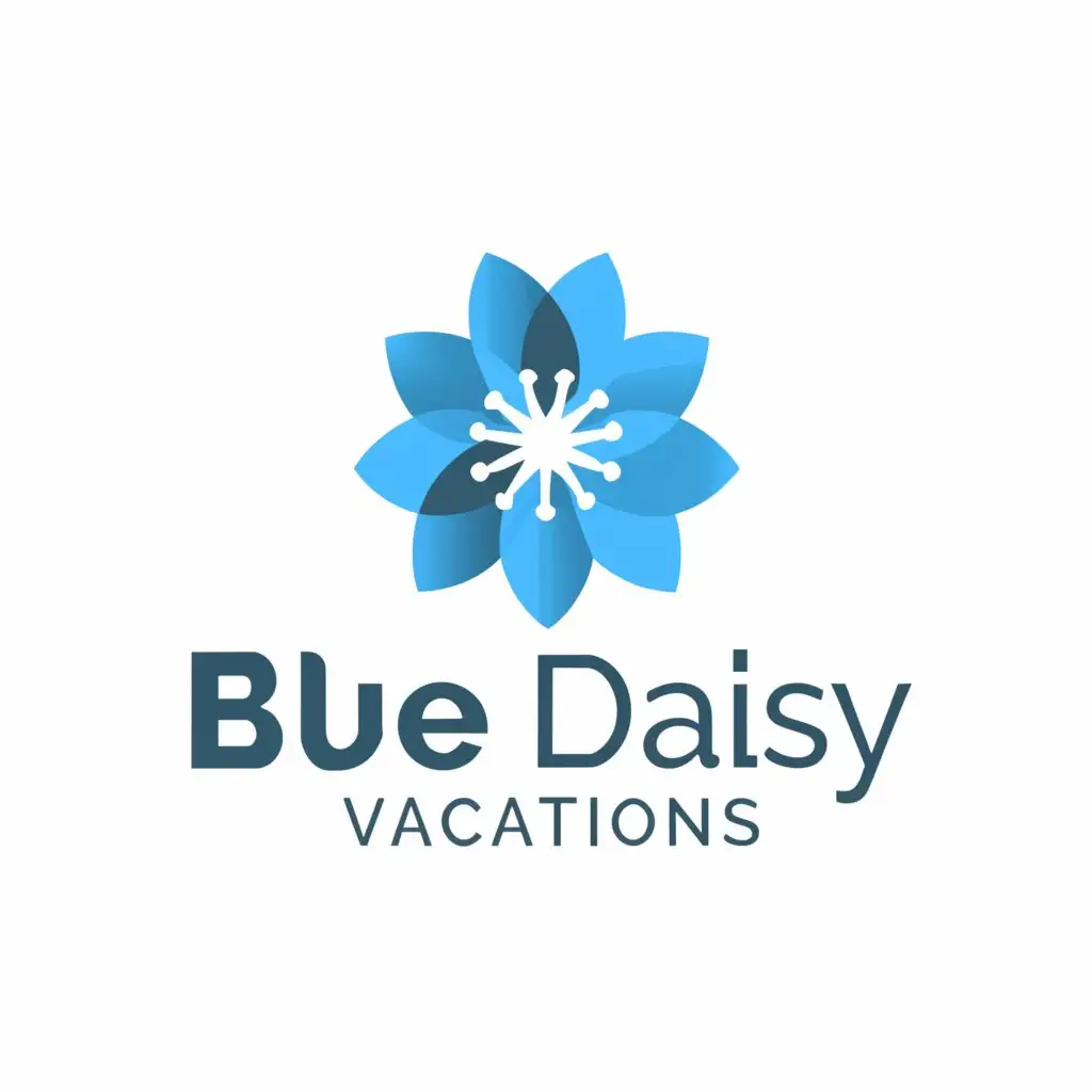 a logo design,with the text "Blue Daisy Vacations", main symbol:Blue Daisy,Moderate,be used in Travel industry,clear background