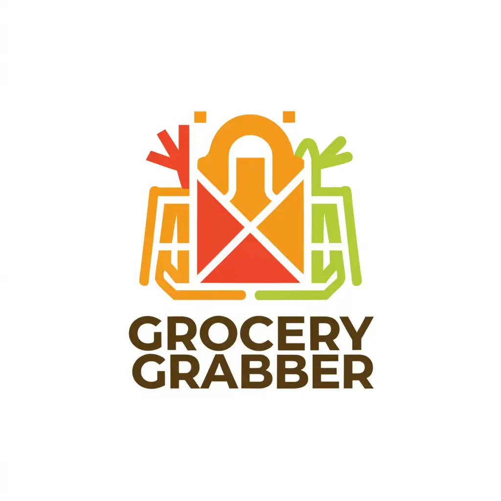 LOGO-Design-For-Grocery-Grabber-Simplistic-Grocery-Bag-Emblem-for-Retail-Branding