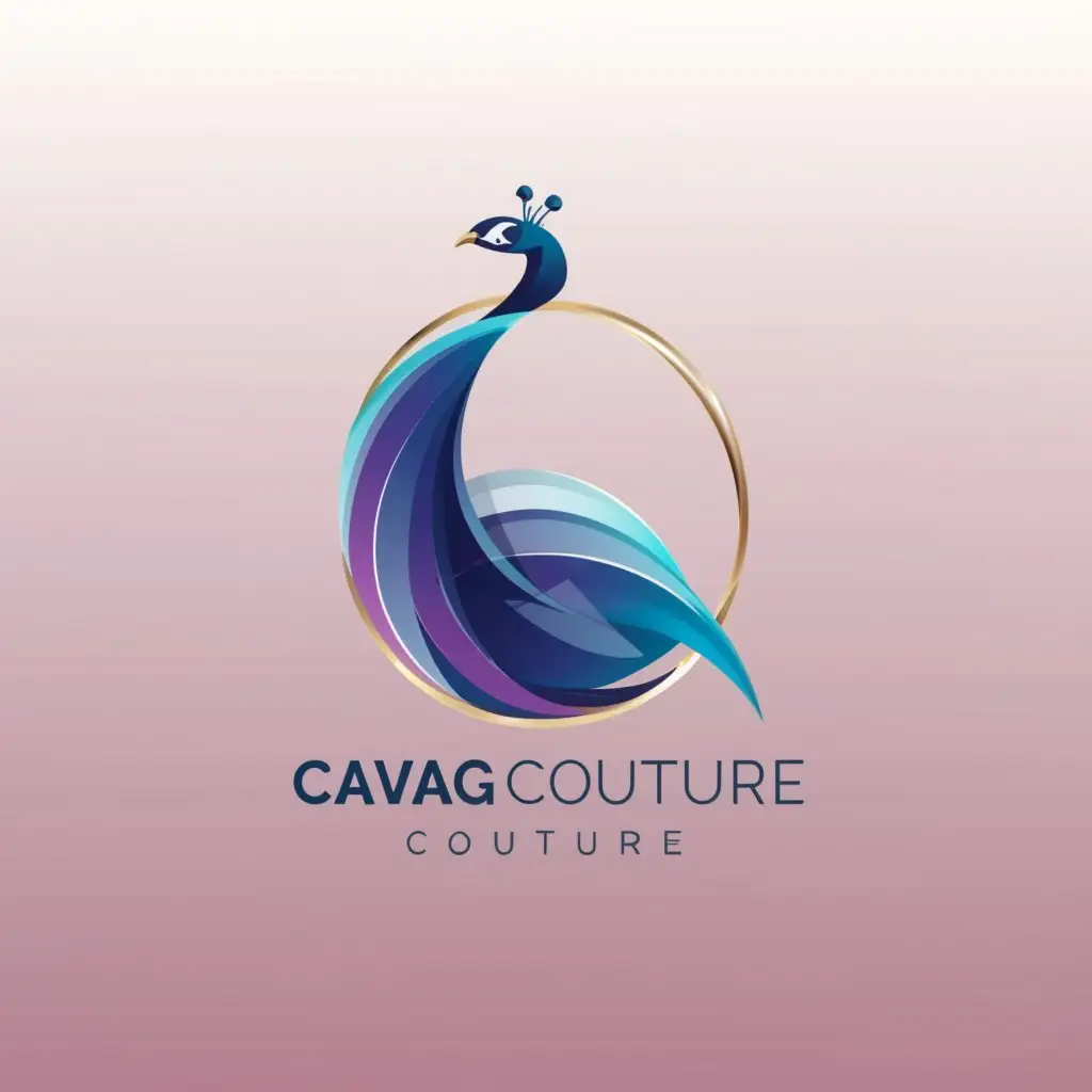 a logo design,with the text "CAVAG COUTURE", main symbol:PEACOCK,Moderate, clear background