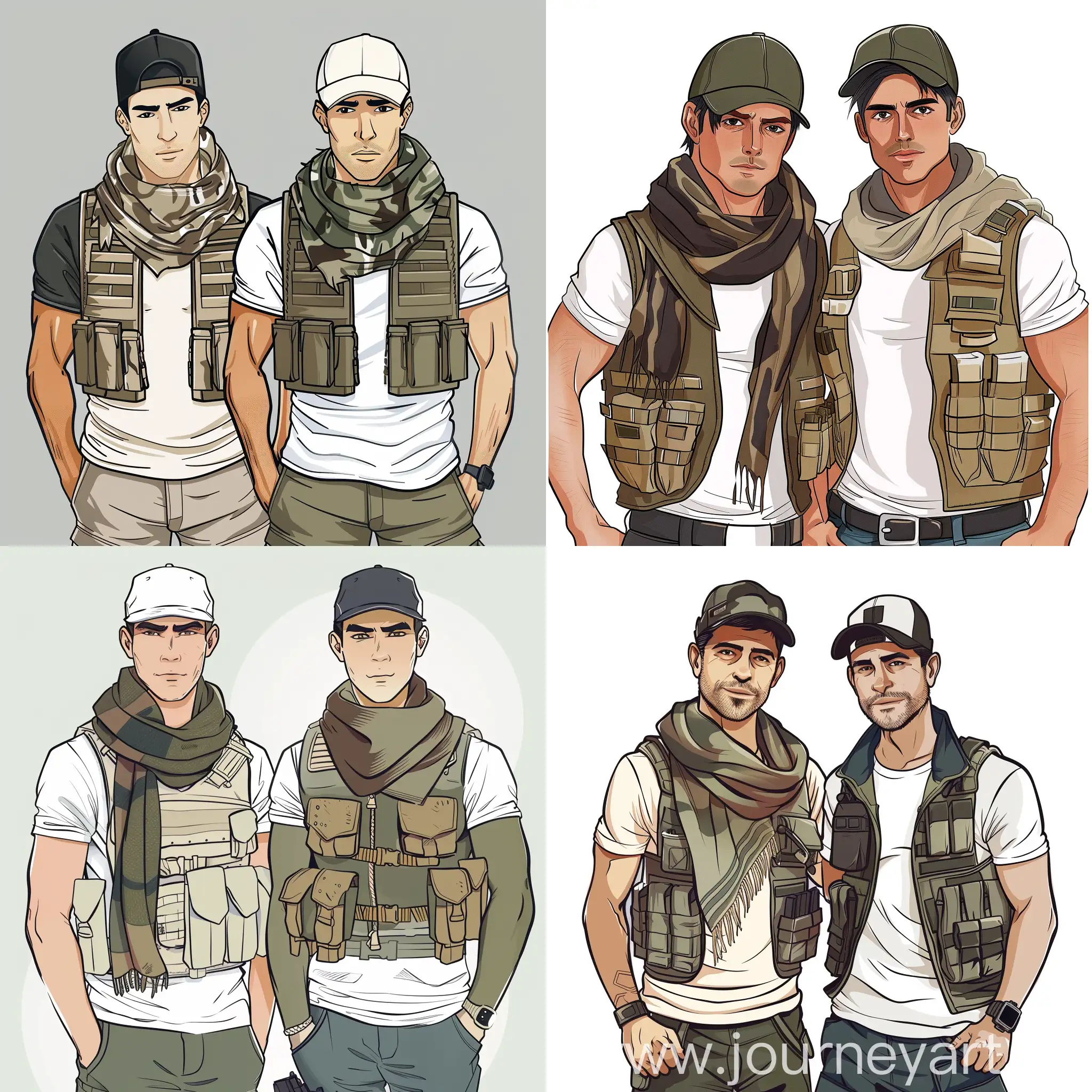 Adventure-Duo-in-Tactical-Gear-with-Colorful-Cartoon-Style