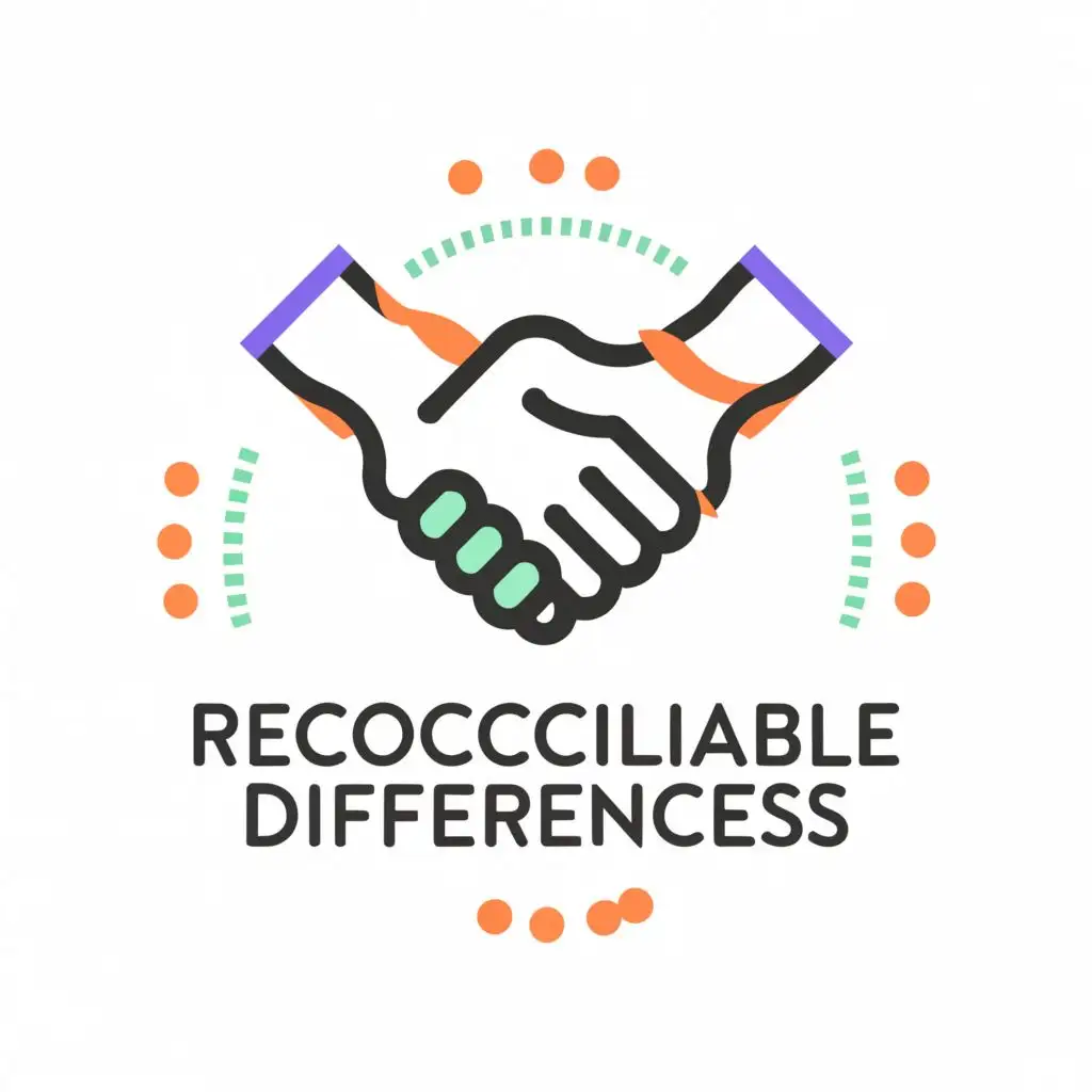 a logo design,with the text "Reconcilable Differences", main symbol:handshake,Moderate,be used in Internet industry,clear background