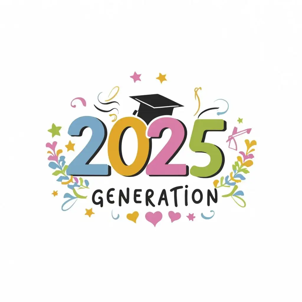 logo, color kids celebration graduation, with the text "2025 Generation", typography, be used in Education industry