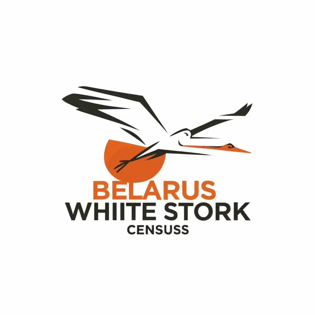 a logo design,with the text "BELARUS 2024 WHITE STORK CENSUS", main symbol:WHITE STORK,Moderate,clear background
