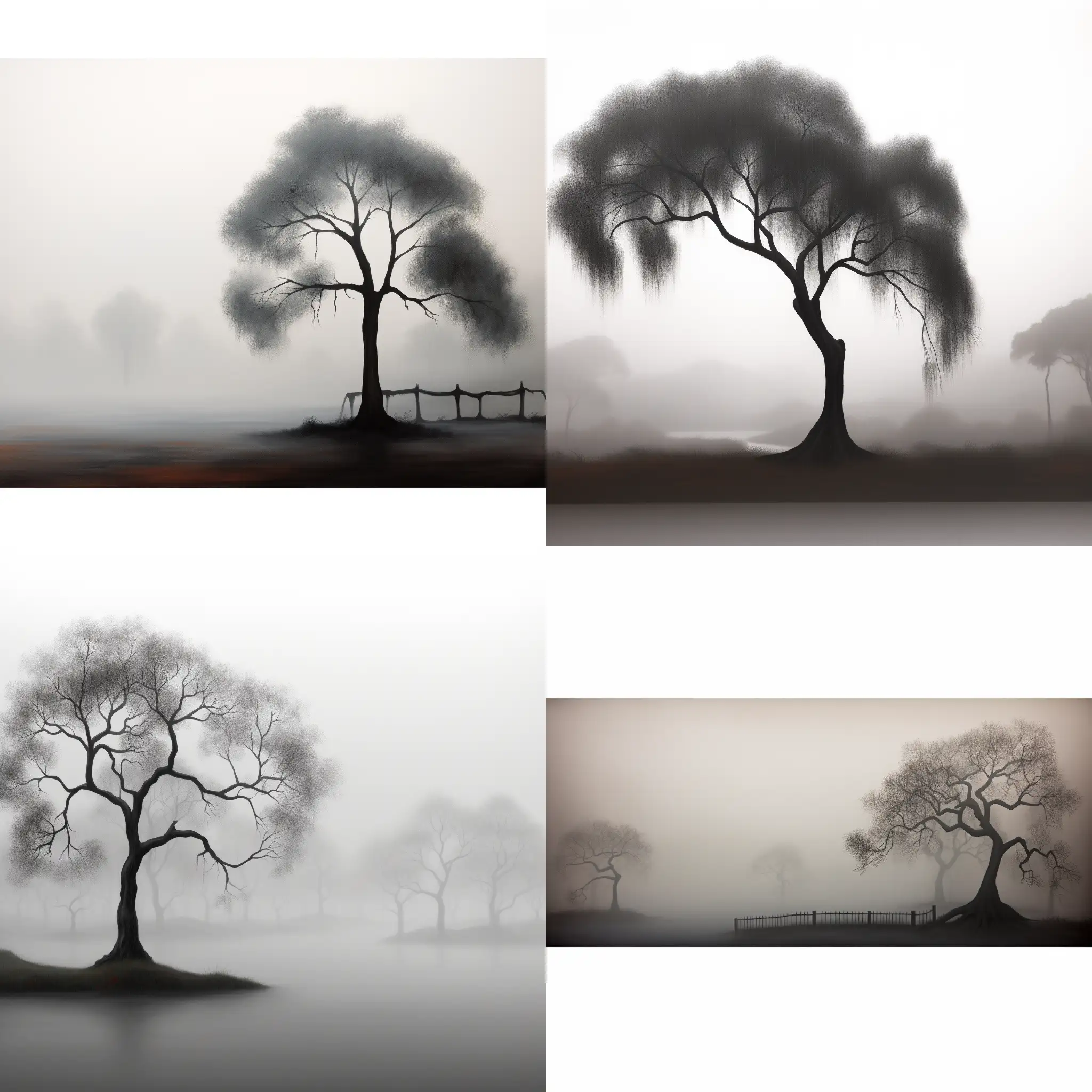 Artistic-Monochrome-Lone-Tree-and-Fog-Model-Silhouette