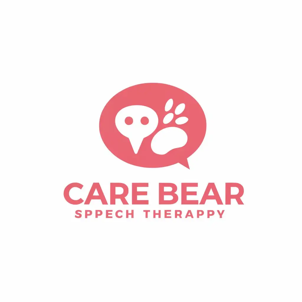 LOGO-Design-for-Care-Bear-Speech-Therapy-Clinic-Pink-Speech-Bubble-Emblem-for-Medical-Dental-Industry