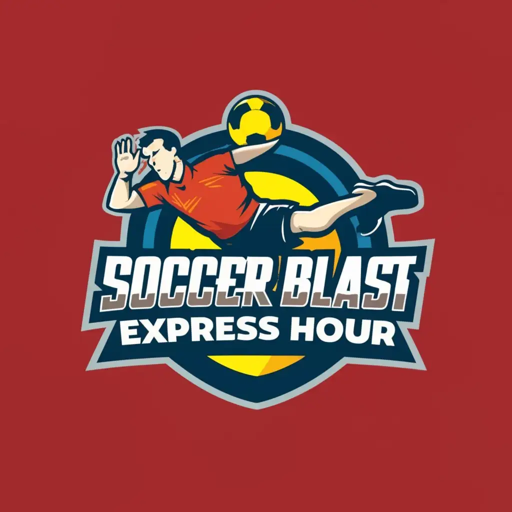 a logo design,with the text "Soccer Blast Express Hour", main symbol:Soccer Goalkeeper defending the goal,Moderate,be used in Sports Fitness industry,clear background