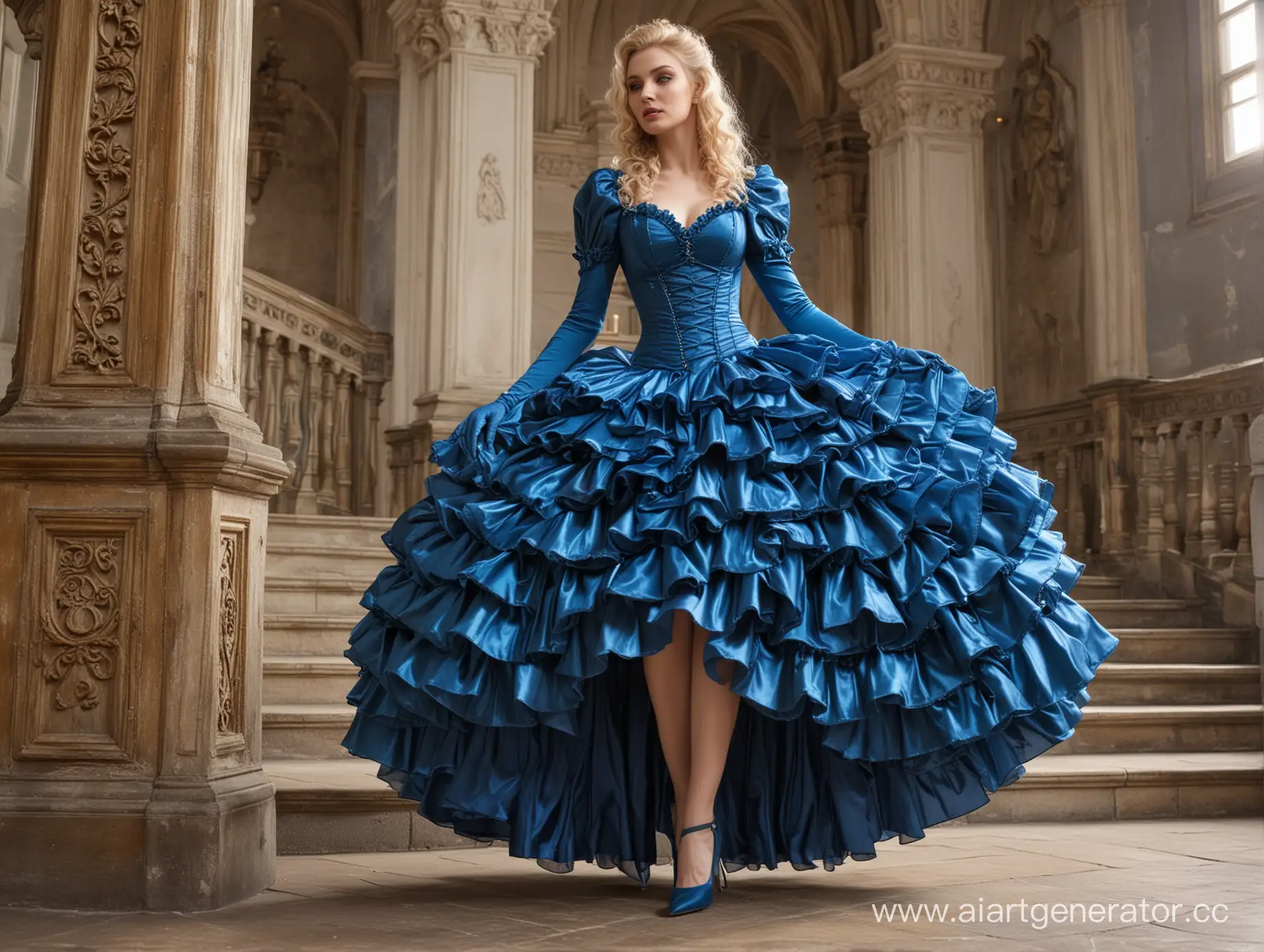 Elegant-25YearOld-Elf-in-Blue-Dress-on-Palace-Throne