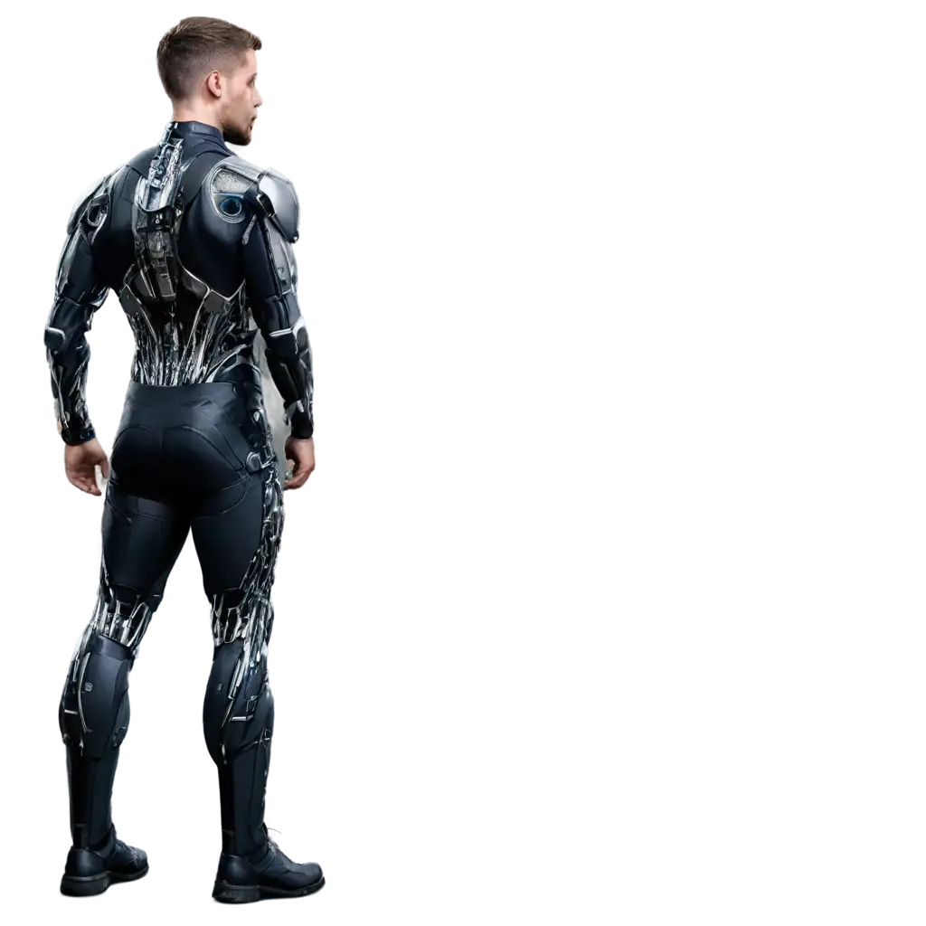 Cyborg-Man-Silhouette-against-HighTech-Wire-Background-in-PNG-Format