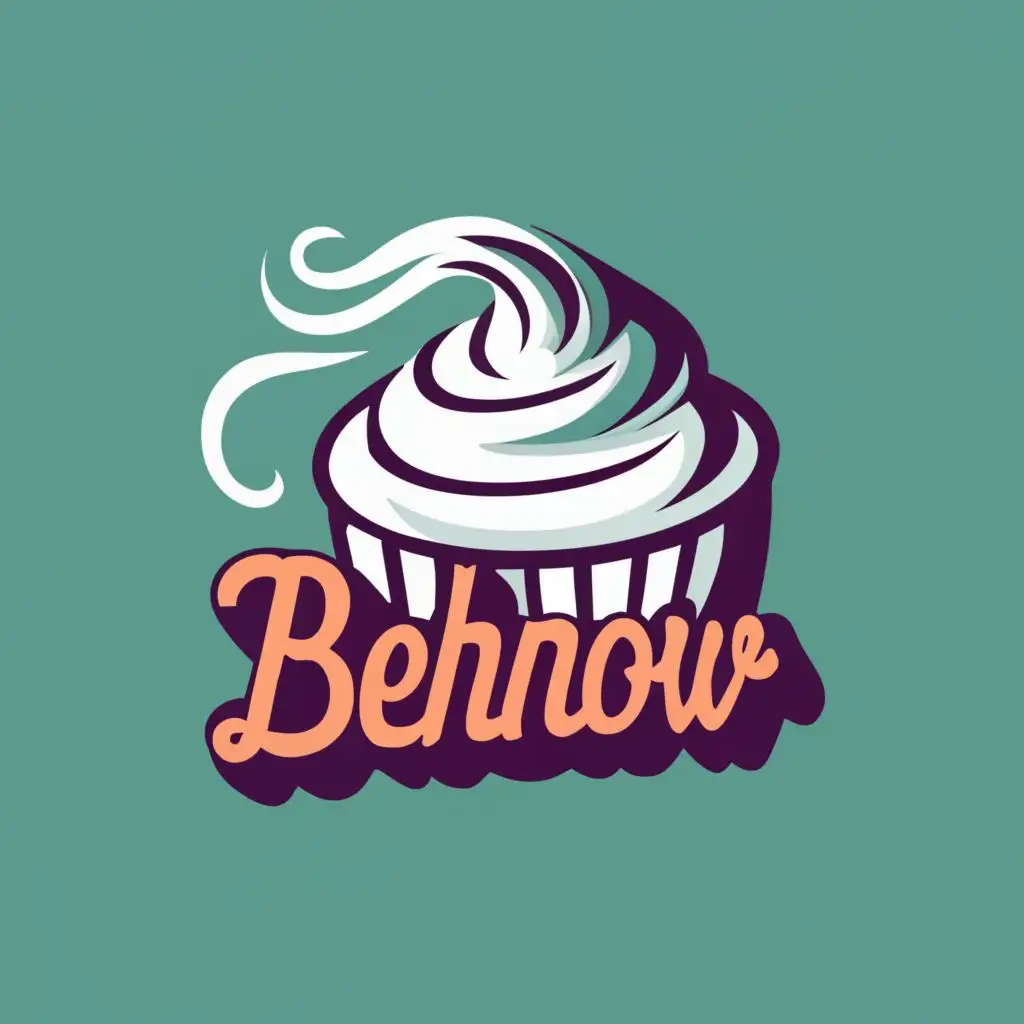 LOGO-Design-For-Behnow-Elegant-Cream-Pouring-on-Cake-with-Striking-Typography
