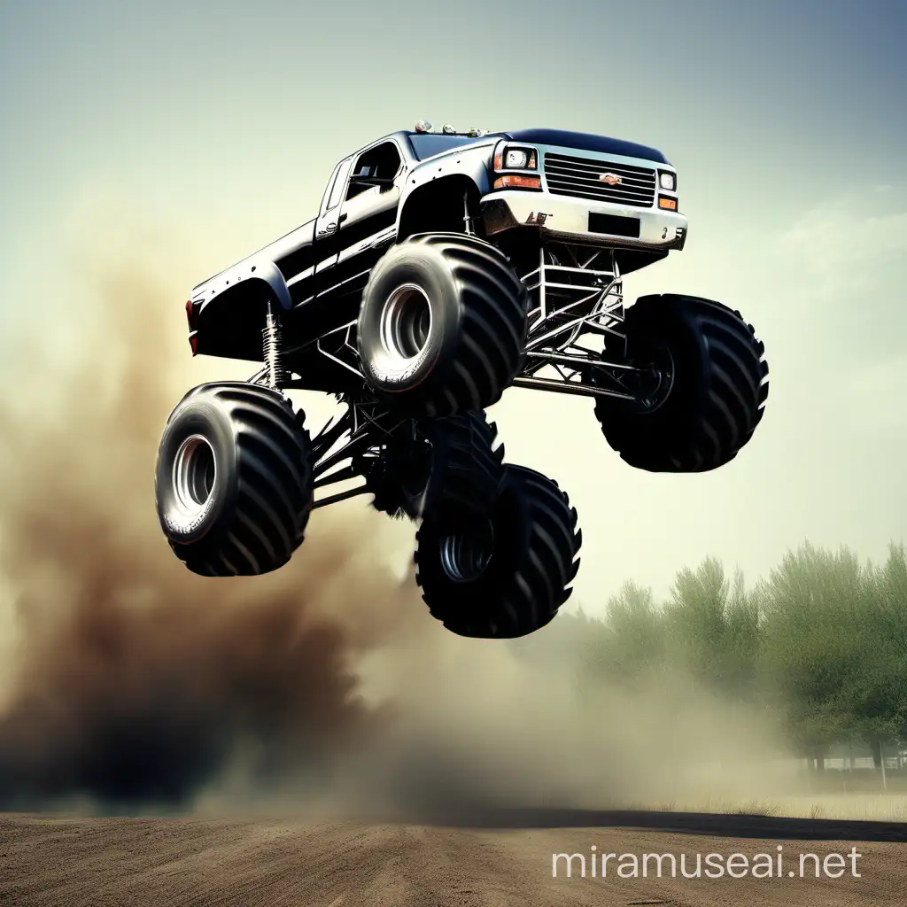 make monster truck, bigfoot
, jumping in air, 