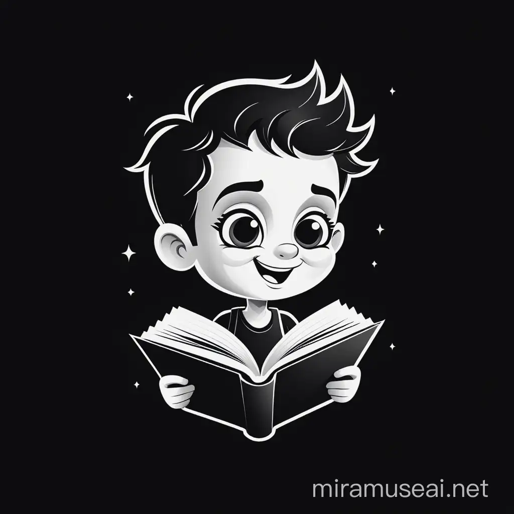 naughty genius  kid logo in black and white coluring book