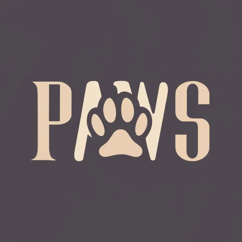 logo, "PAWS" in strong, bold typography, with the text "PAWS", typography, be used in Entertainment industry