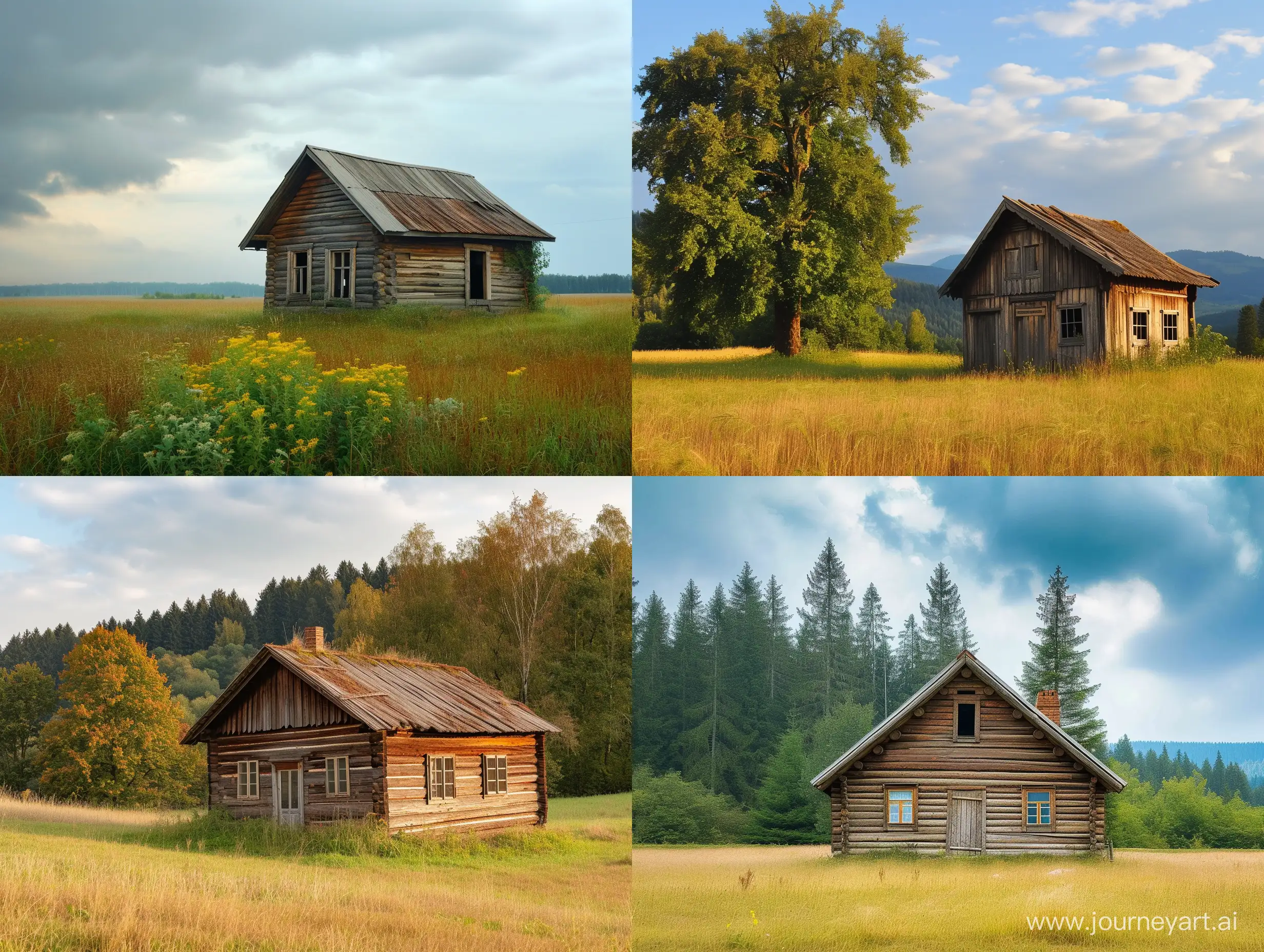 Serene-Countryside-Wooden-House-in-a-Vast-Field