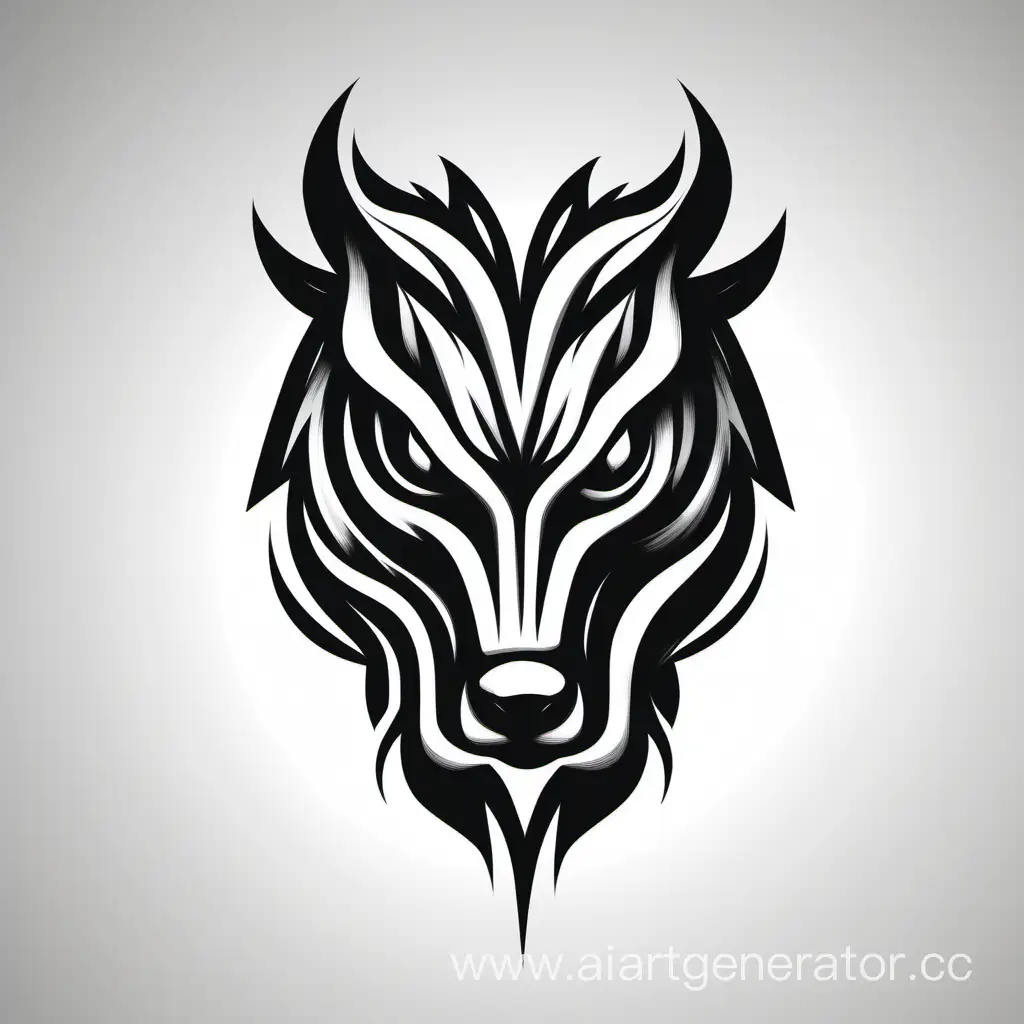 агрессия чёрно-белый простой необычный эскиз логотип животного агрессия