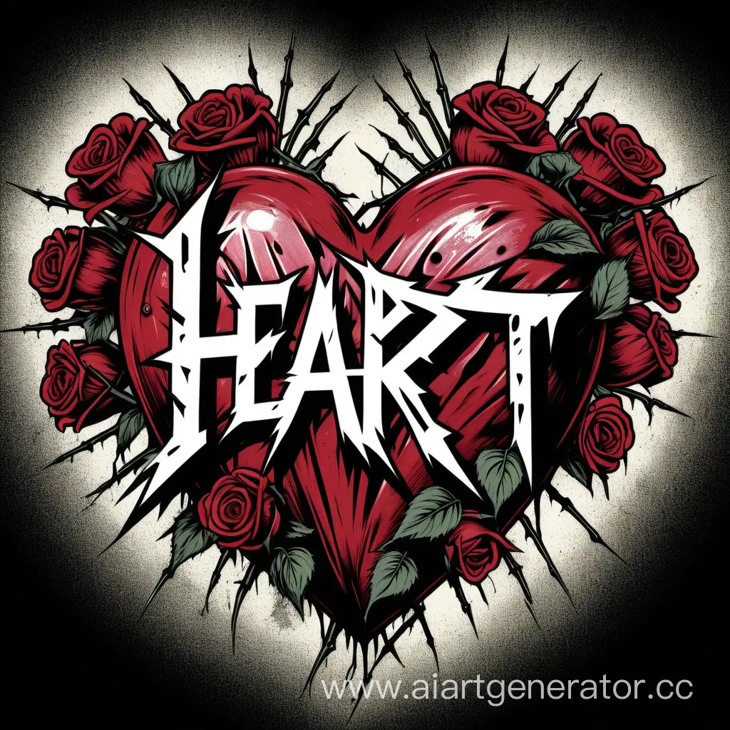 логотип панк группы сердце окутанное стеблями розы rotten roses