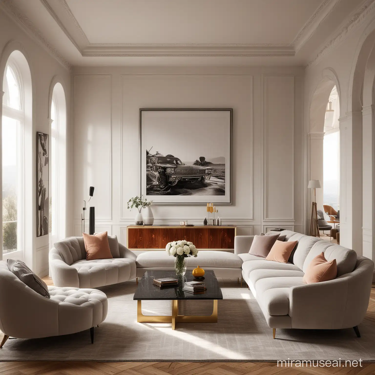 Stunning Futuristic Sofa and Armchair Set in Luxurious Interior Design