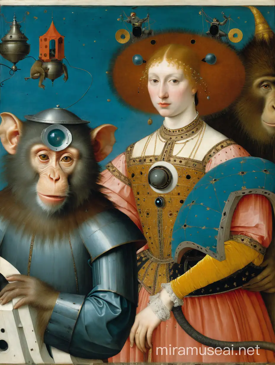 Fantastical Encounter Big Monkey and Robot by Hieronymus Bosch AlmaTadema Lawrence Paolo Veronese