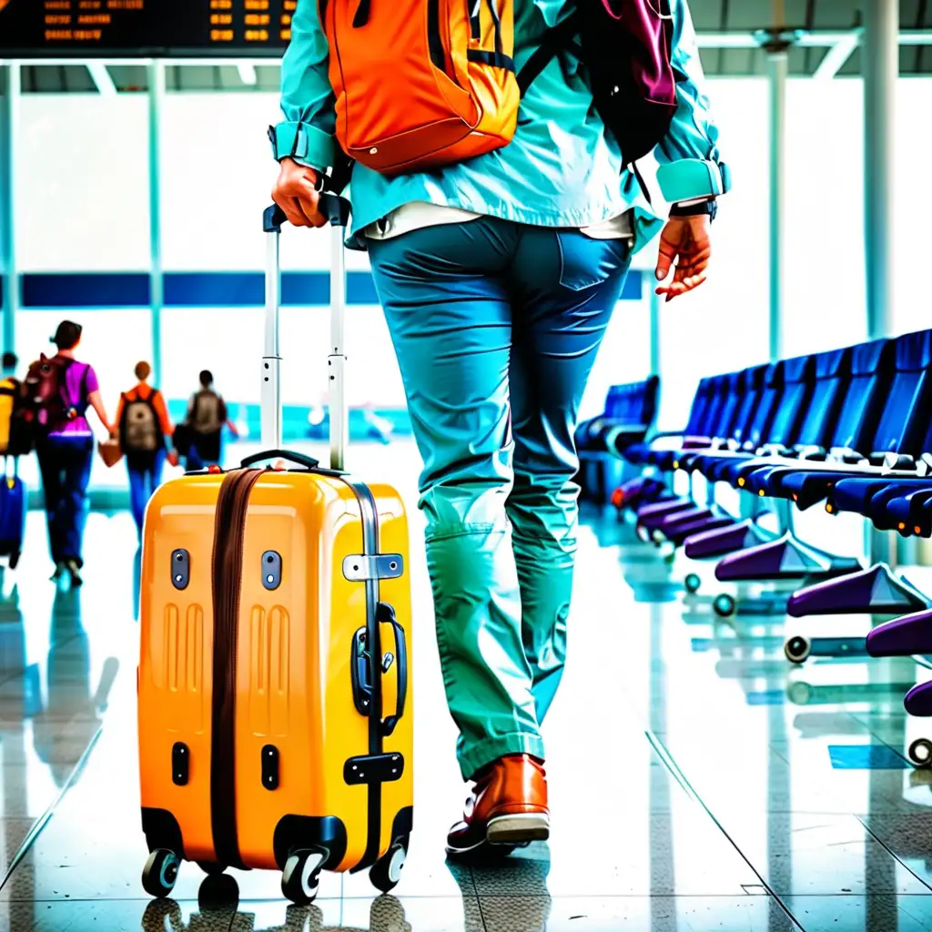 Safe Air Travel Friendly Airport Scene with Suitcases and Backpacks