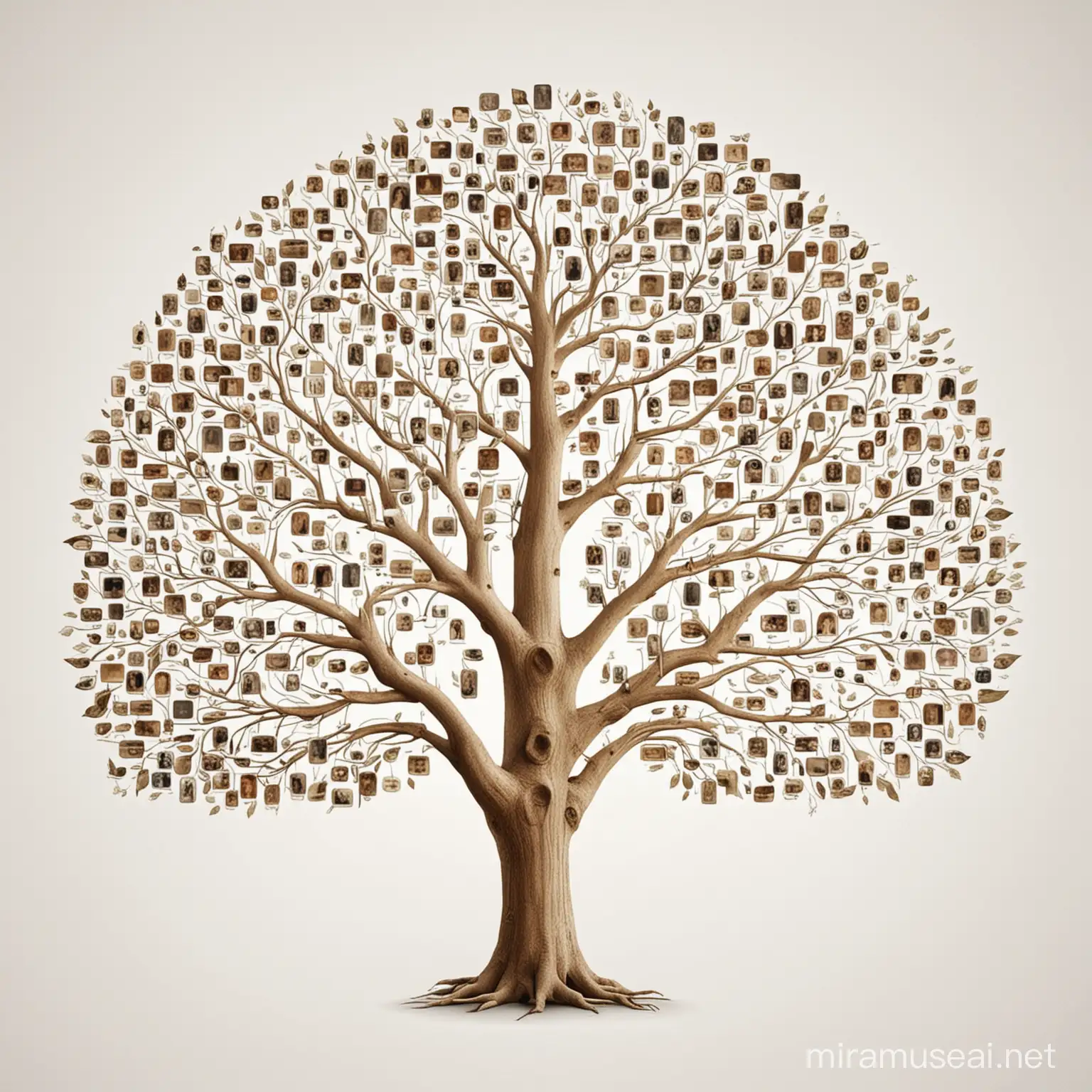 Multigenerational Family Tree on Clean White Background