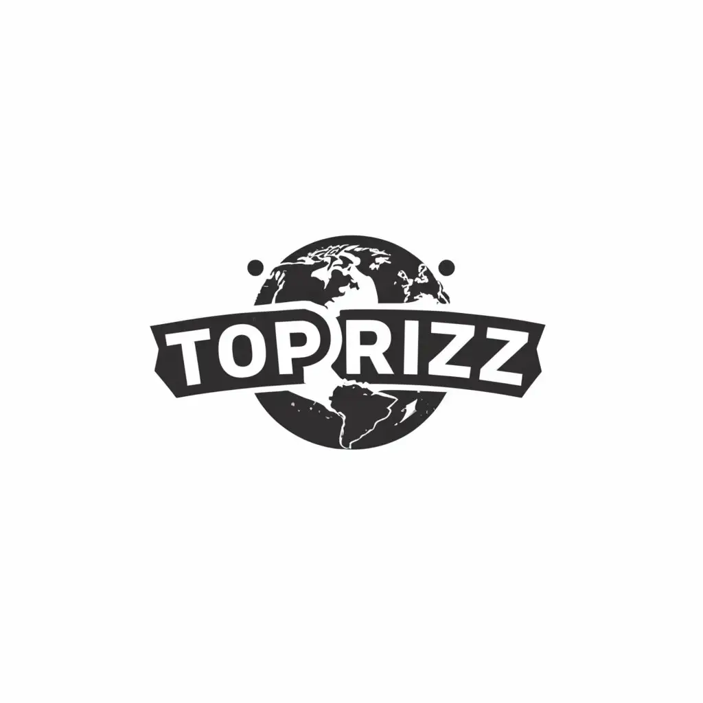 a logo design,with the text "TOP RIZZ", main symbol:Globe,Moderate,be used in Retail industry,clear background