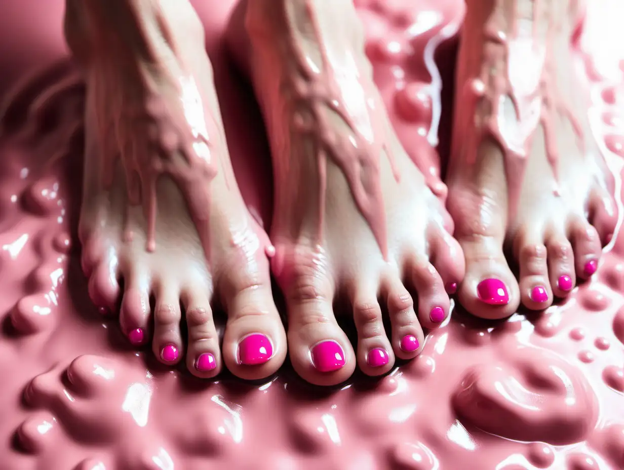 Elegant Womens Feet with Freshly Manicured Toenails in Soft Pink Slime