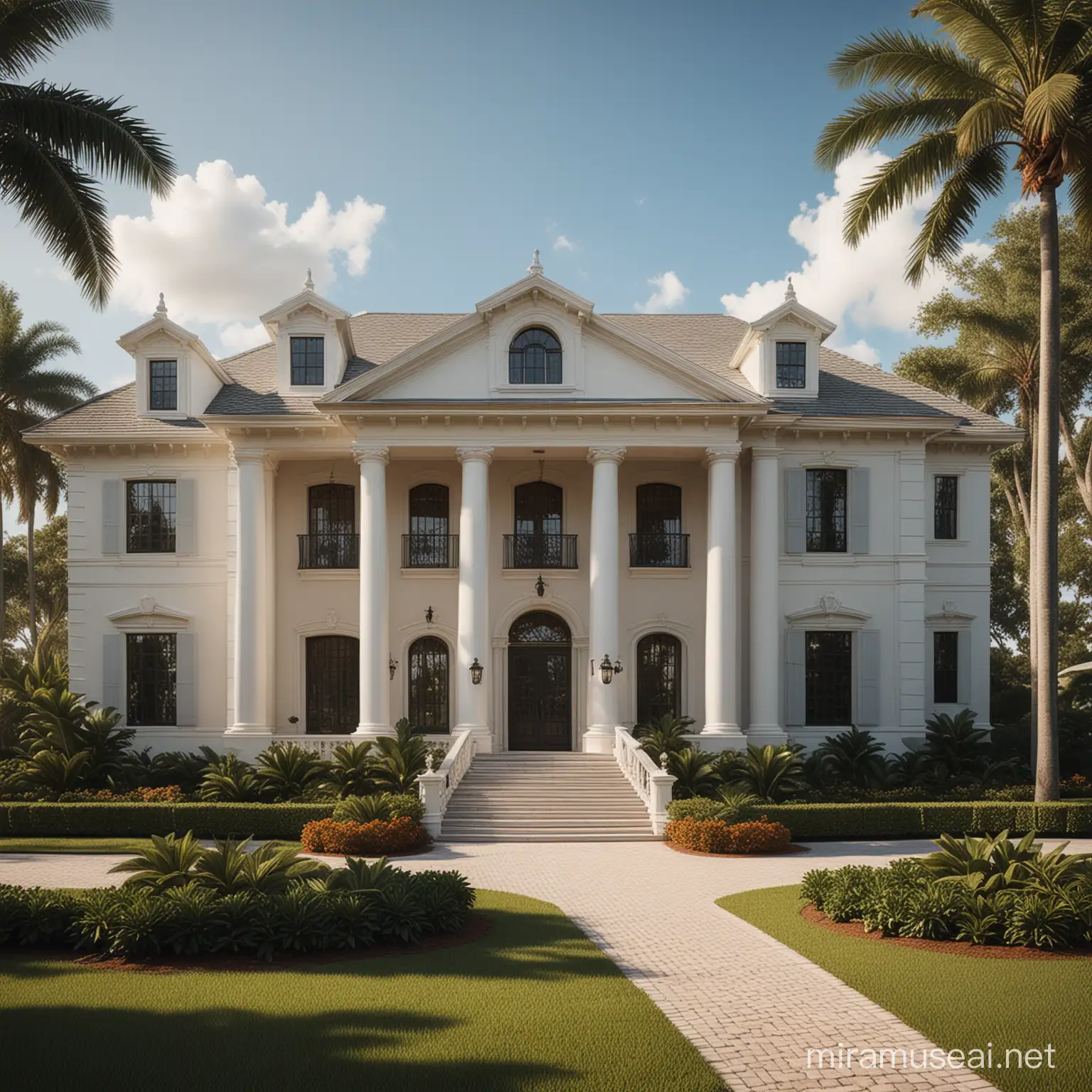 create a realistic photo of a Florida mansion