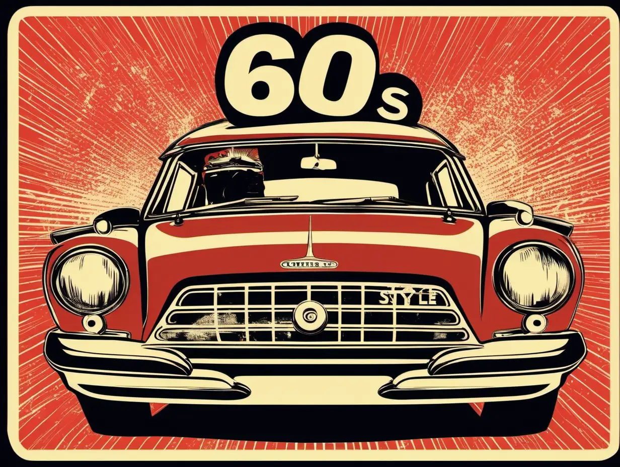 60’s style 1 deminsional advertising style with retro feel in the aggressive expression
