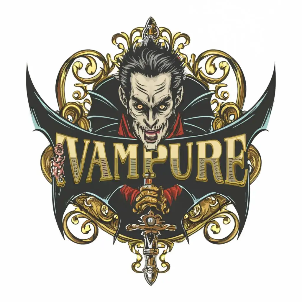 LOGO-Design-For-Steampunk-Vampire-Vector-TShirt-Highly-Detailed-Contour-on-White-Background