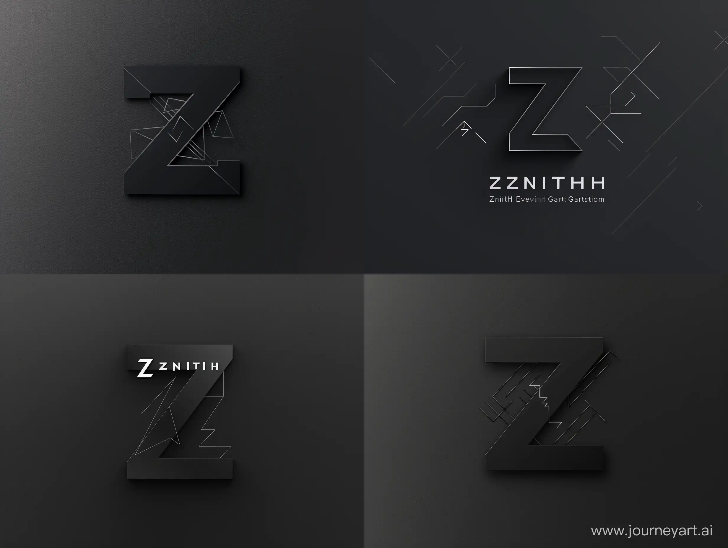 imagine Zenith Energy Gateway minimal Logo Design :Design a minimalist logo that embodies innovation and smart energy management. The logo must visually convey the device's leadership in sustainable home energy solutions. Key features include:Symbol: A minimal dynamic, stylized "Z" that integrates an upward arrow or peak, symbolizing reaching the zenith. This element should be simple yet bold, easily recognizable at any size.Energy Icon:minimal  Incorporate a subtle abstract motif, such as a simplified lightning bolt or interconnected lines, to represent energy and connectivity. This should complement the "Z" without overwhelming it.Color Scheme: black or dark gray for modern sophistication. 
Typography: Select a minimal and modern, sans-serif font for any text, ensuring it's readable in small and large scales. The font should reflect the logo's clean and futuristic aesthetic.Simplicity: Adhere to a "less is more" philosophy, focusing on clean lines and geometric shapes for a timeless design that fits seamlessly with smart home decor.The logo's design should be versatile for use in various applications, from device engraving to digital media, maintaining its integrity across different scales and formats. It aims to resonate with eco-conscious consumers, symbolizing the Zenith Energy Gateway as a beacon of eco-friendly innovation.logo design style