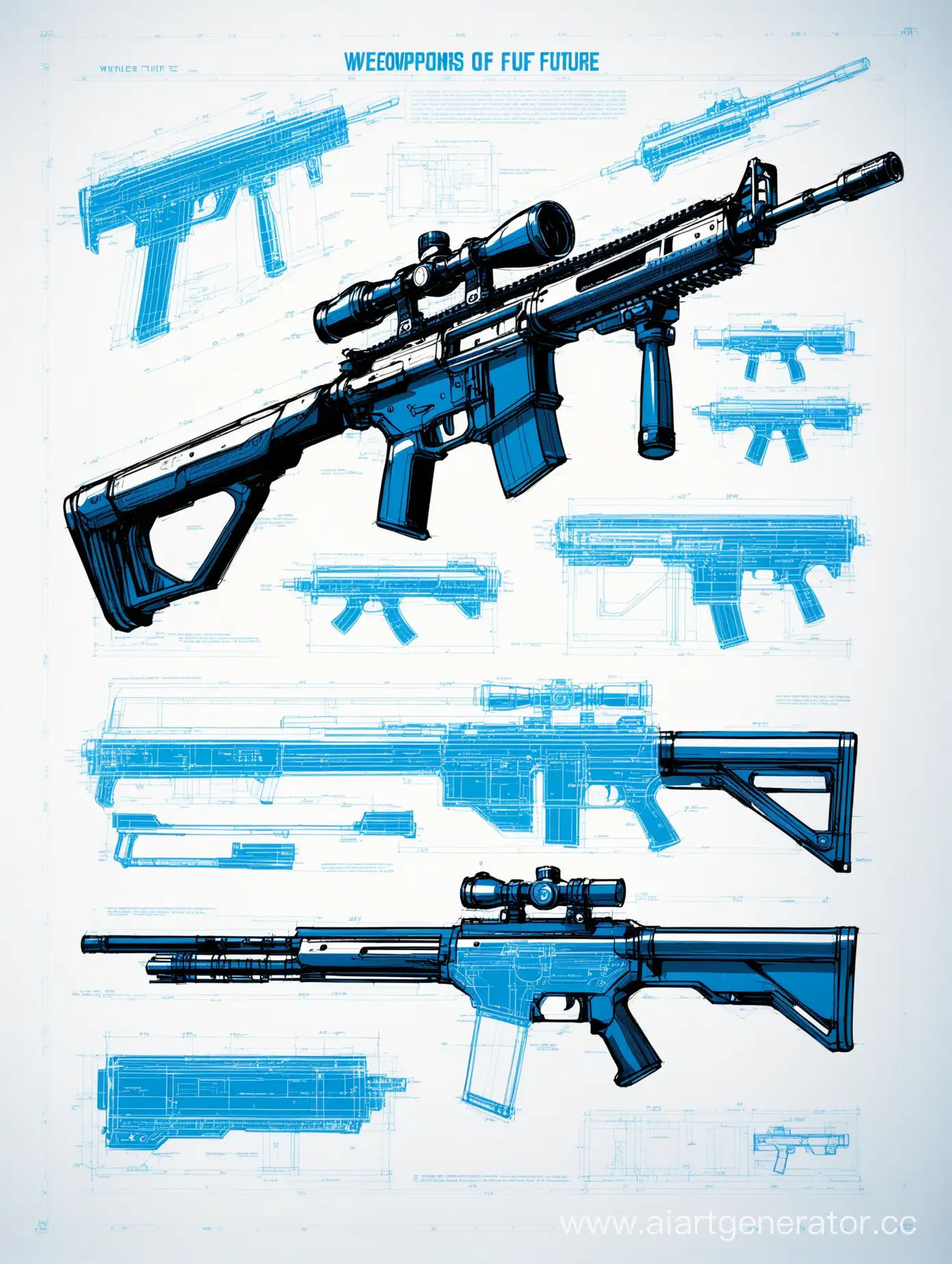 Futuristic-Rifles-Blueprint-on-White-Background