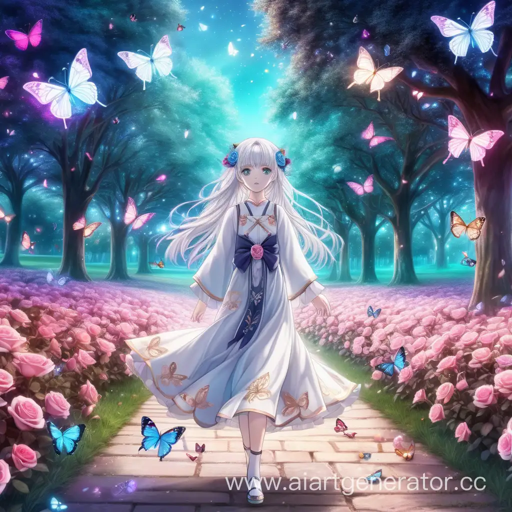 Ethereal-Anime-Girl-Strolling-Among-Roses-and-Butterflies
