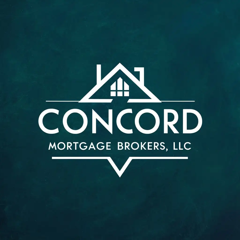 logo, Mortgage, with the text "Concord Mortgage Brokers, LLC", typography, be used in Real Estate industry