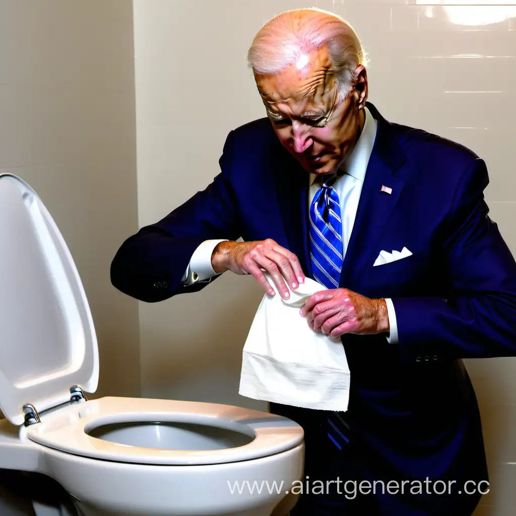 Biden-Disposing-of-Wet-Napkin-in-Toilet