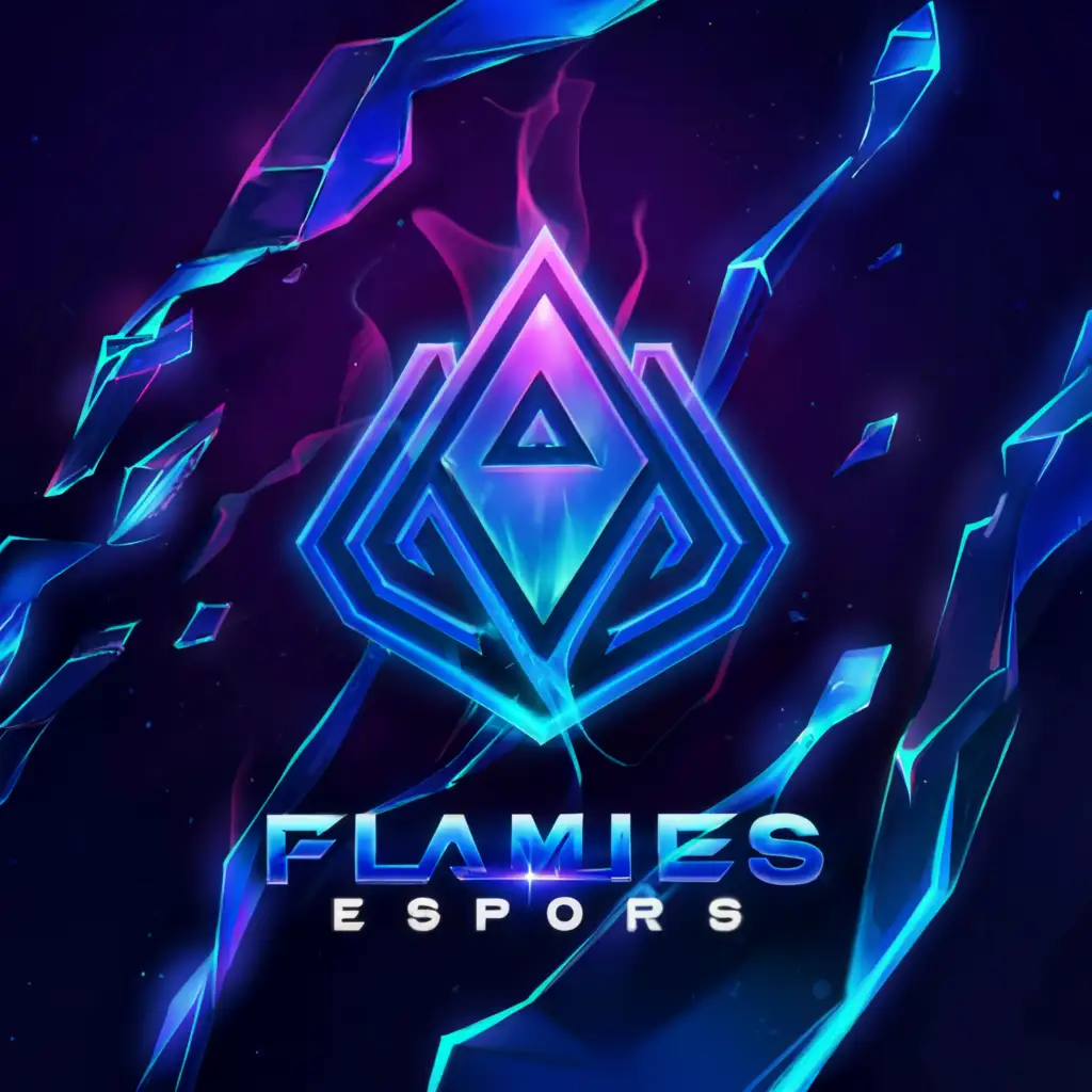 a logo design,with the text "NOVA FLAMES ESPORTS", main symbol:A blue fire the background of galaxy of blue,complex,clear background