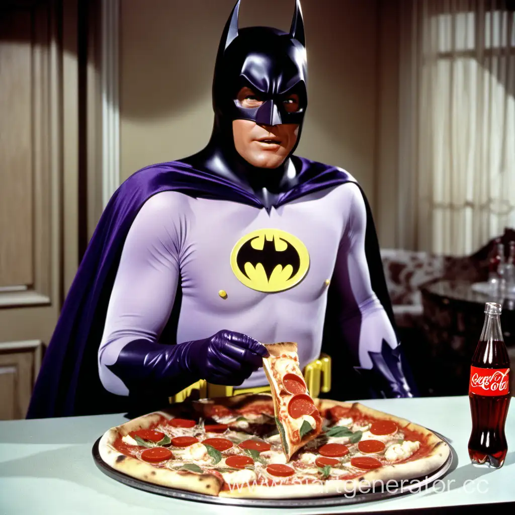 Vintage-Batman-1970s-Scene-with-Adam-West-Coca-Cola-and-Pizza