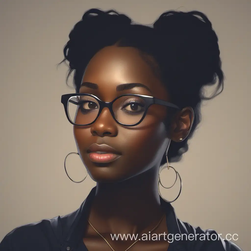 Portrait-of-a-Young-Woman-with-Black-Hair-Glasses-and-Dark-Skin