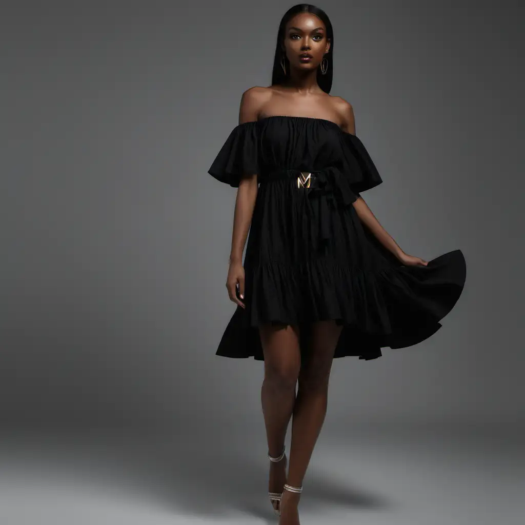 MZ Luxury Summer Dress Elegant Black Model Showcasing High Fashion Collection