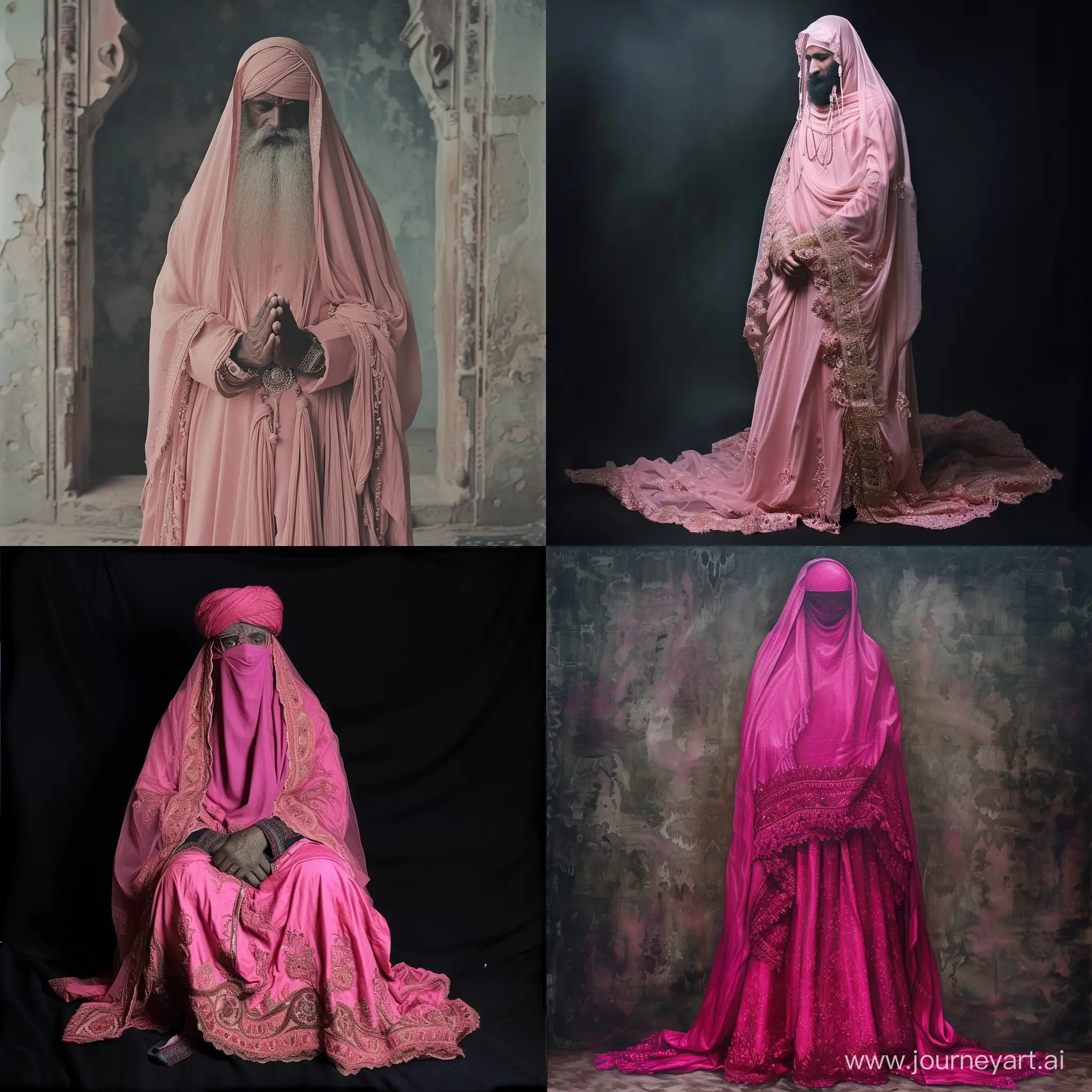 Vibrant-PinkDressed-Mullah-in-Spiritual-Contemplation