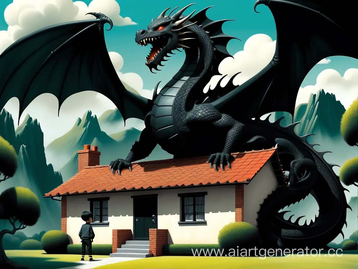 Дом и мальчик черный дракон