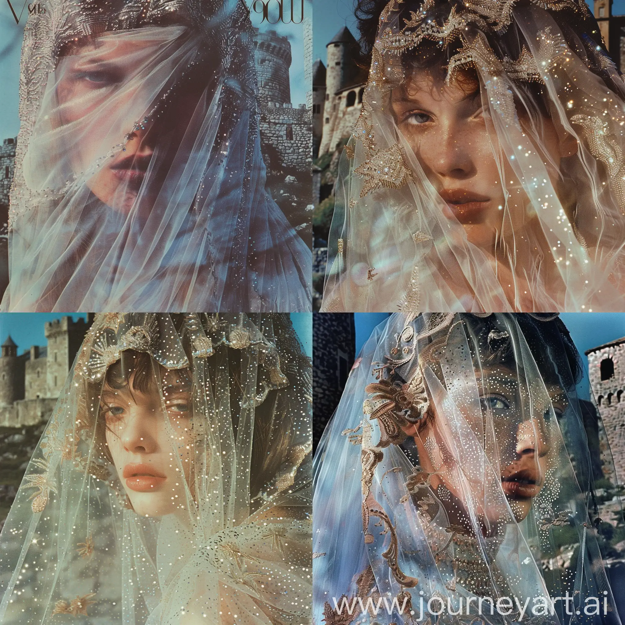 Scandinavian-Model-in-Sequined-Tulle-Cape-at-Castle-Vogue-1990-Cover