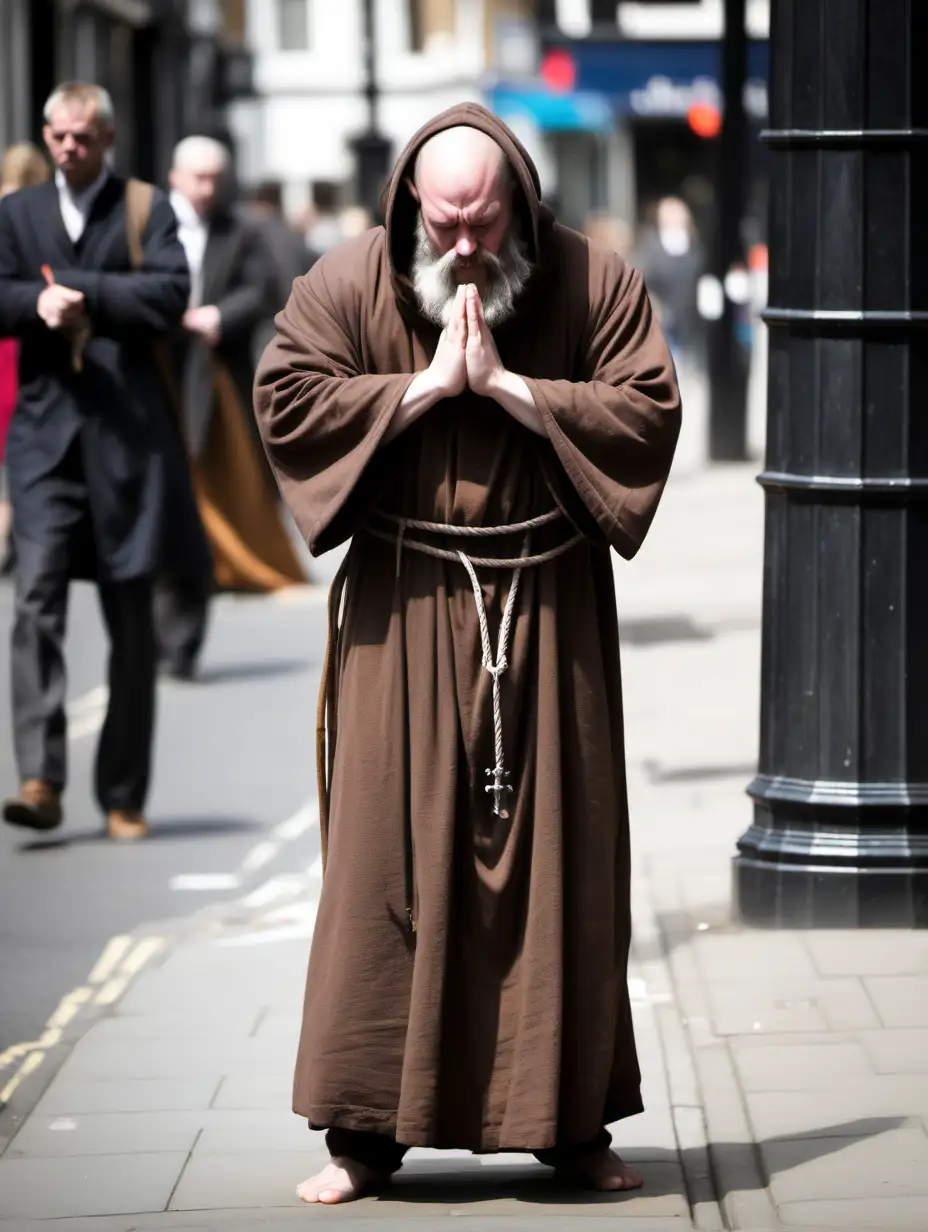 Medieval Monk Praying and SelfFlogging on London Street