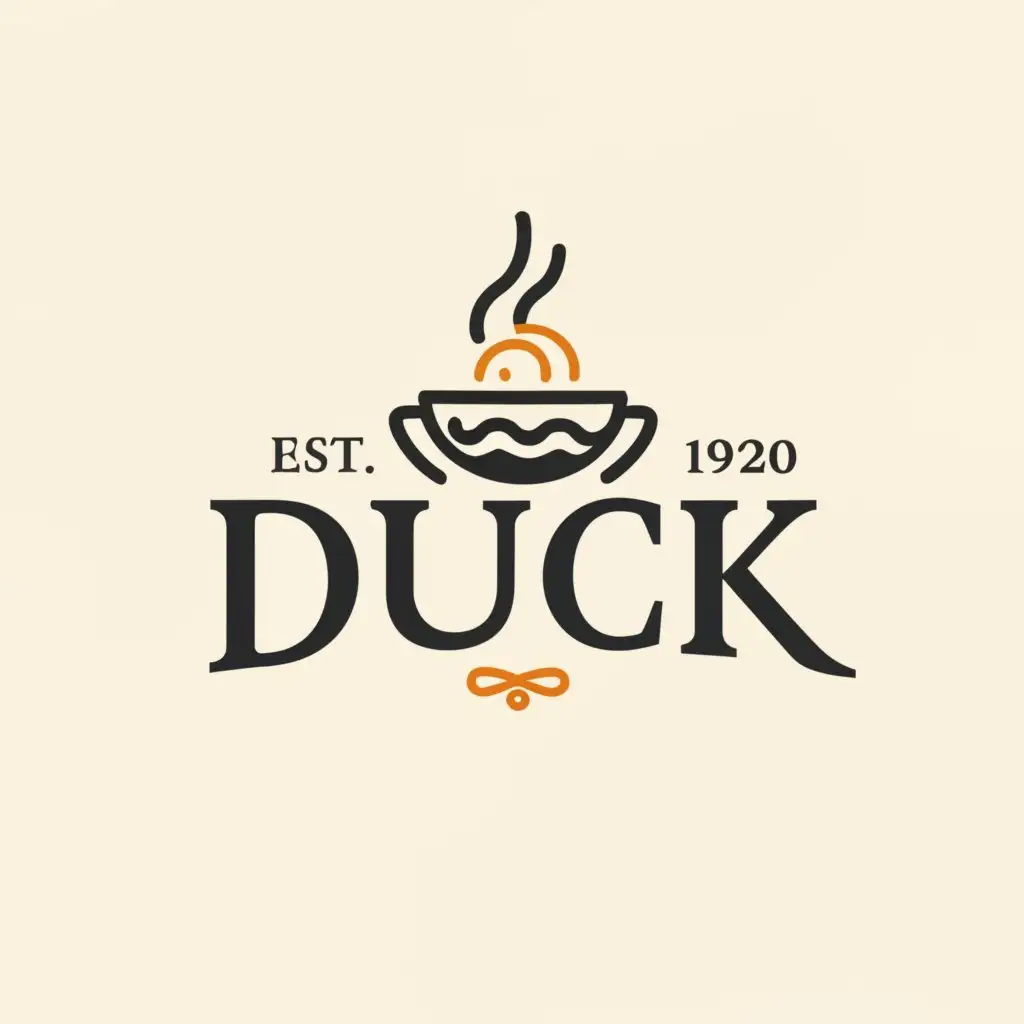 a logo design,with the text "duck", main symbol:a restaurant make delicious dish,Moderate,be used in Restaurant industry,clear background