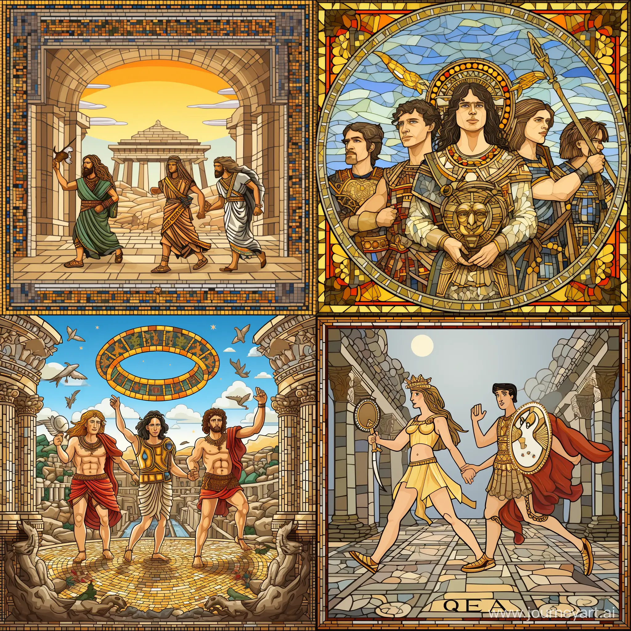Queen-Cover-Album-Roman-Mosaic-in-Cartoon-Style