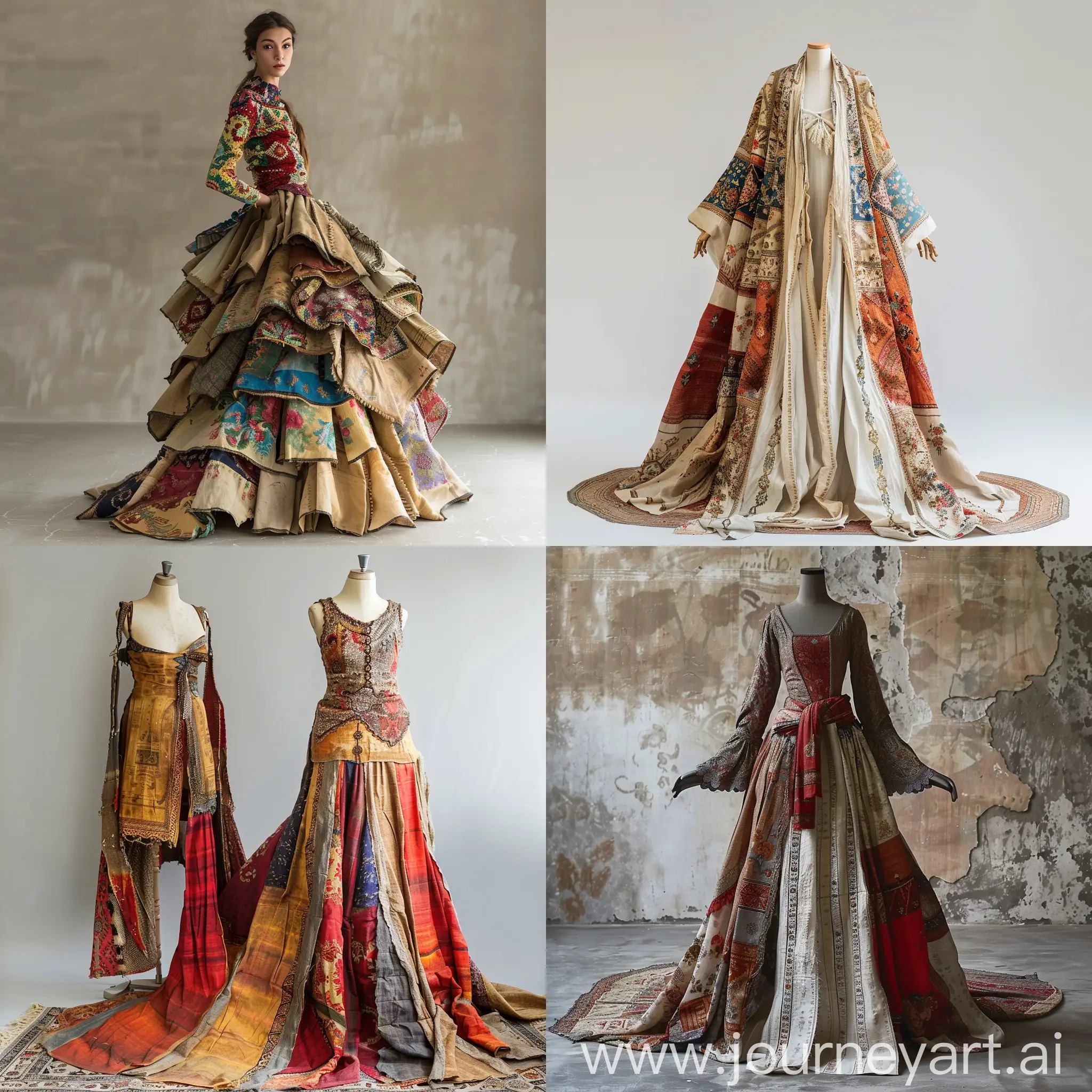 Dress design with real Persian rice sacks