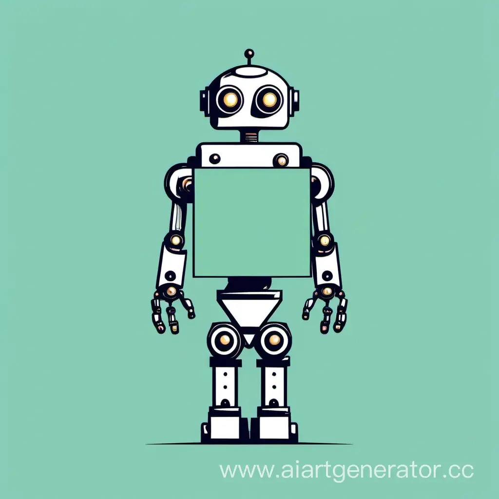 A minimalist vector illustration of a robot holding a placard