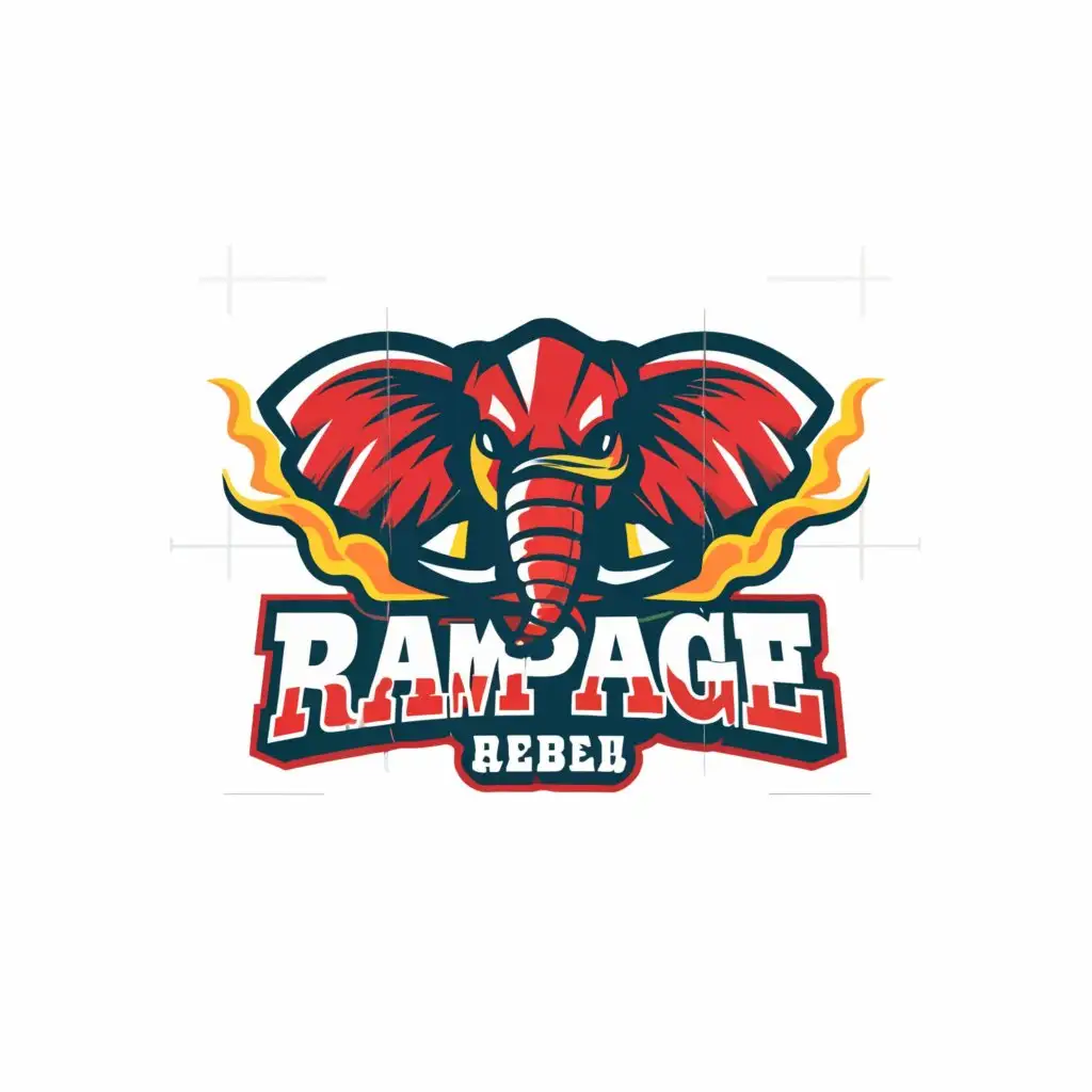 a logo design,with the text "Rampage Rebels", main symbol:Angry Elephant,complex,be used in Travel industry,clear background