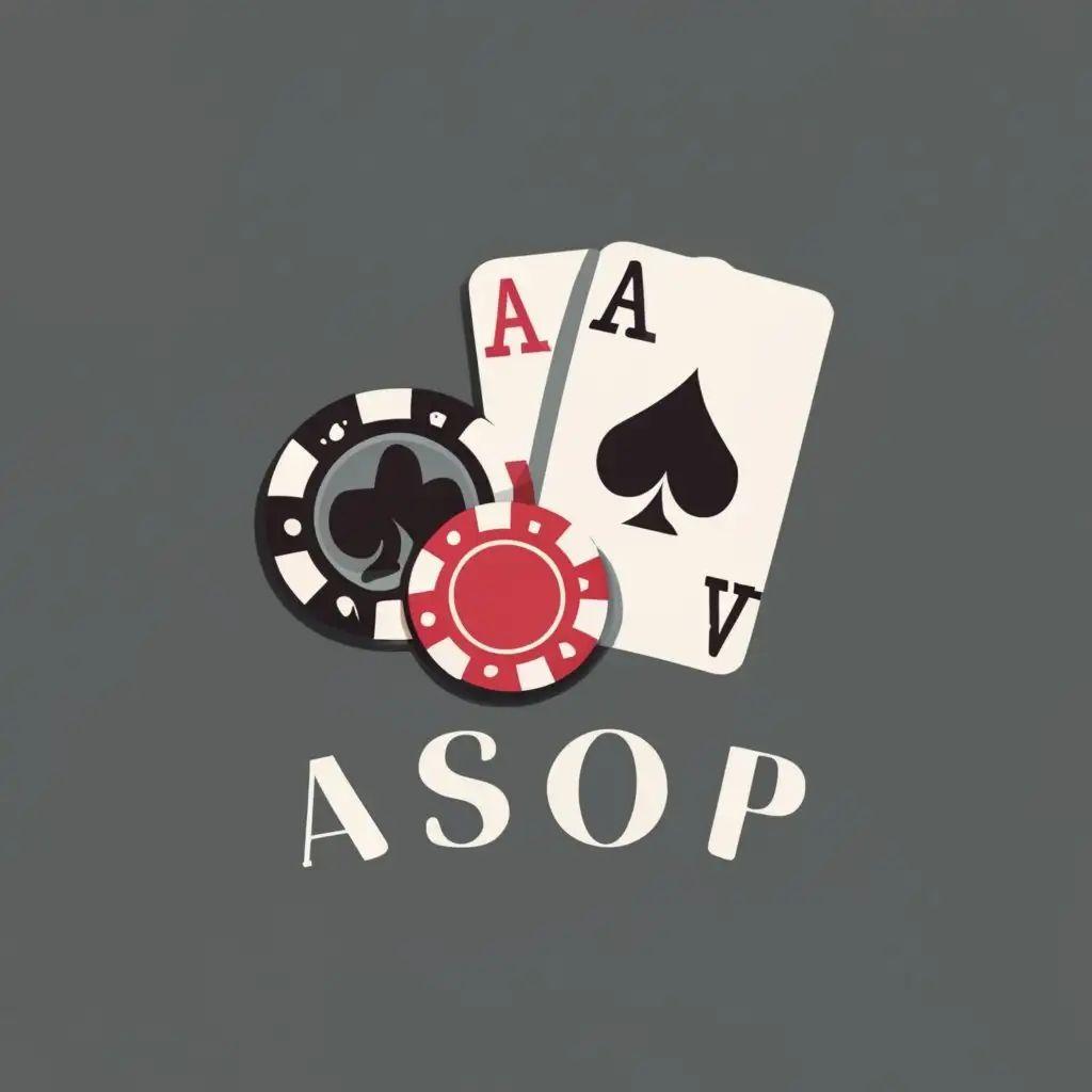 logo, poker chip, poker cards, with the text "ASOP", typography, be used in Entertainment industry