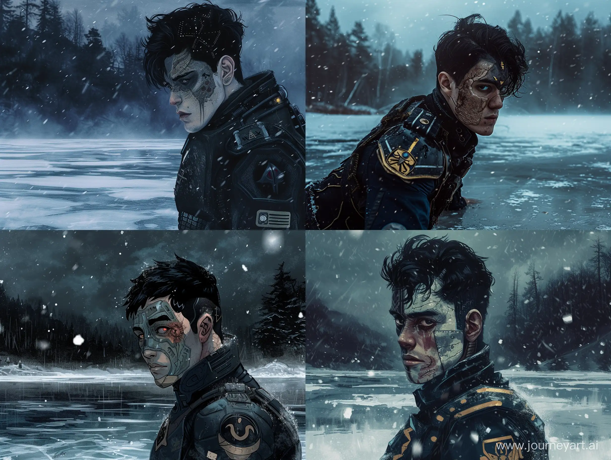 SciFi-Warrior-with-Scar-on-Icy-Lake