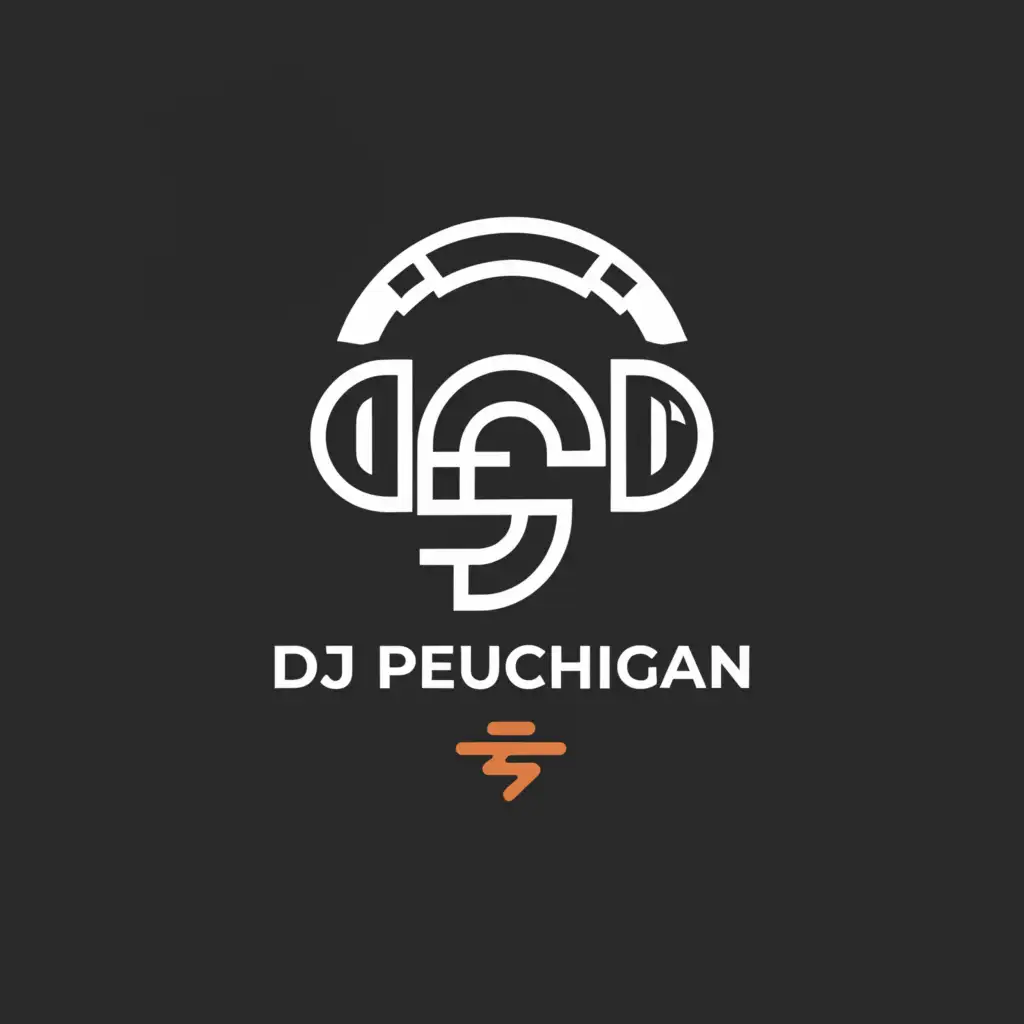 a logo design,with the text "DJ Peuchigan", main symbol:headphones ,Moderate,clear background
