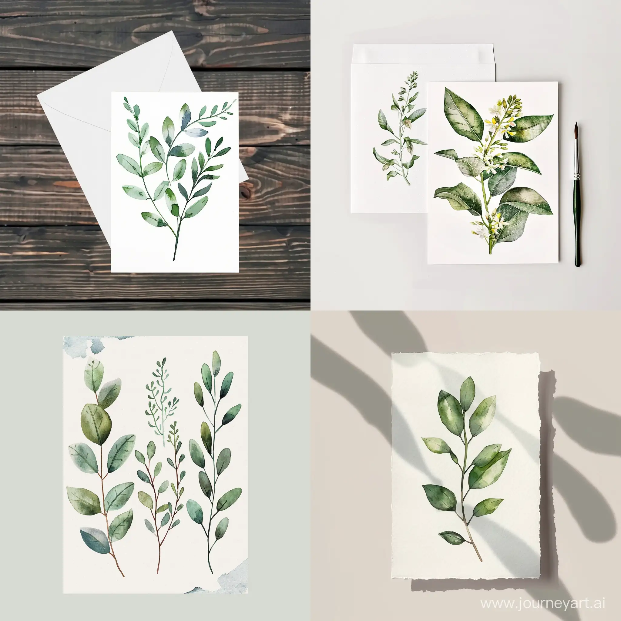 botanical post card in watercolor style 
